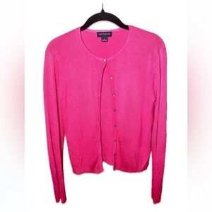 Ann Taylor Women's Pink 100% Silk Shell Chip Button Up Cardigan Size M